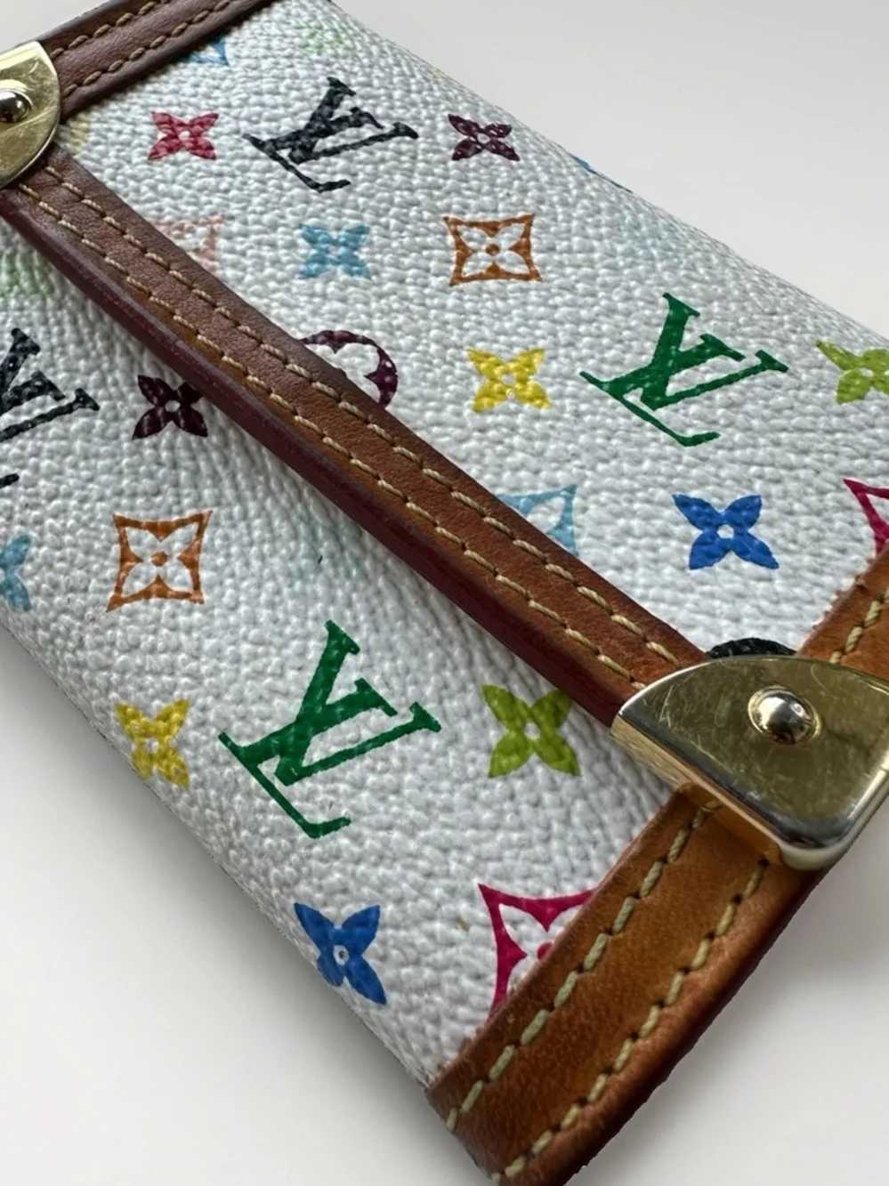 Authentic Louis Vuitton Takashi Murakami Monogram Porte Monnaie Plat Coin Wallet